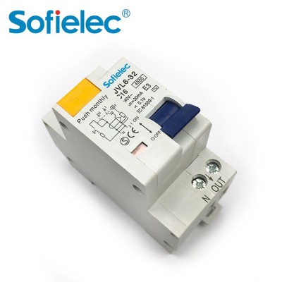 6kA JVL6-32 AC 240V 1p+n rcbo/rcd electronic 4 pole miniature circuit breaker with CE certificate