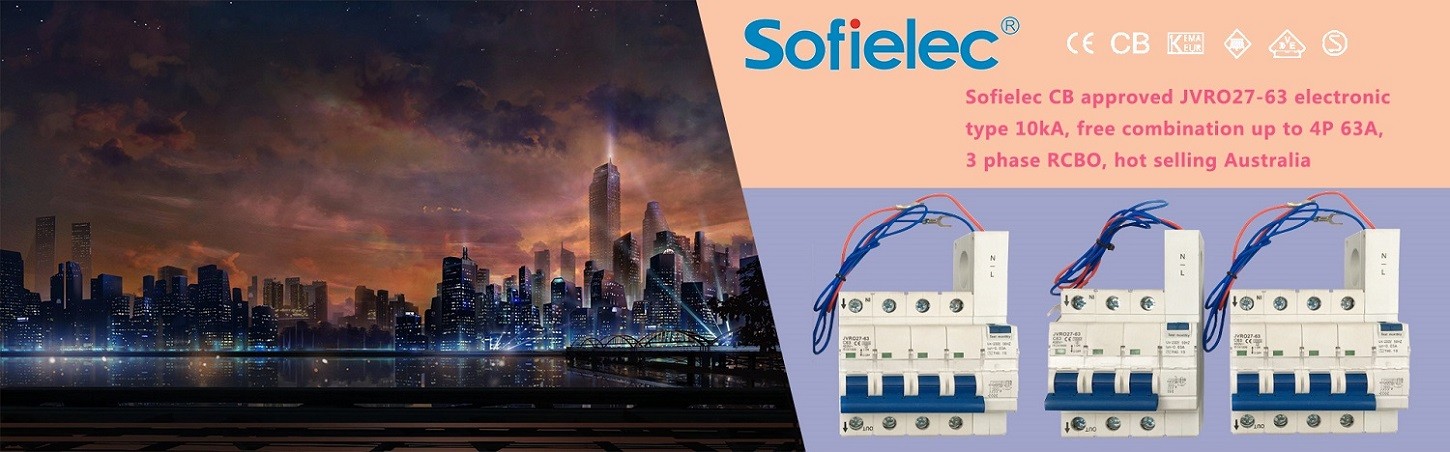 Sofielec CB approved JVRO27-63 electronic type 10kA, free combination up to 4P 63A, 3 phase RCBO, hot selling Australia
