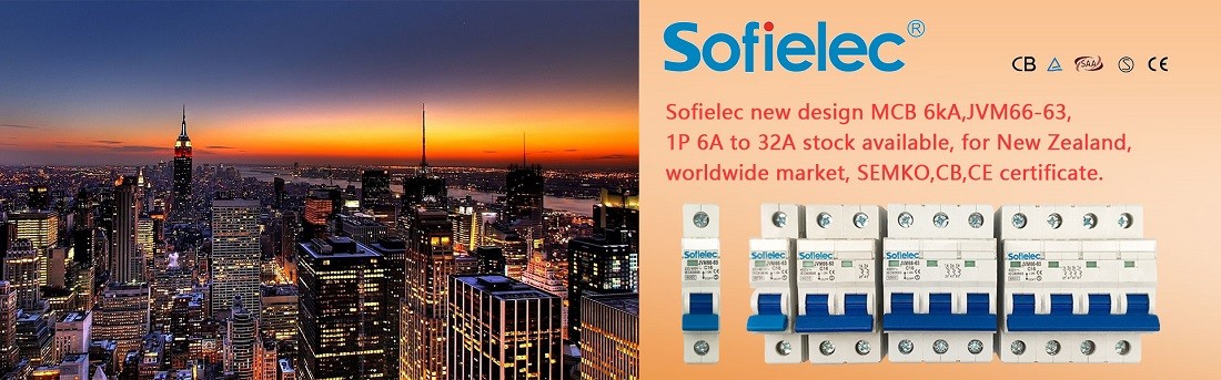Sofielec new design MCB 6kA,JVM66-63,1P 6A to 32A stock available, for New Zealand, worldwide market, SEMKO,CB,CE certificate.