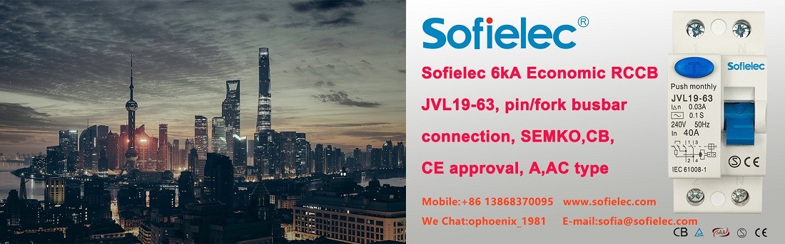 Sofielec 6kA Economic RCCB JVL19-63, pin/fork busbar connection, SEMKO,CB,CE approval, A,AC type