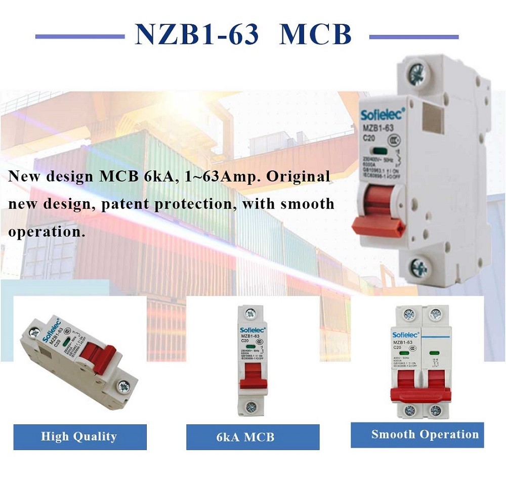 New design MCB 6kA, 1~63Amp. Original new design, patent protection, with smooth operation