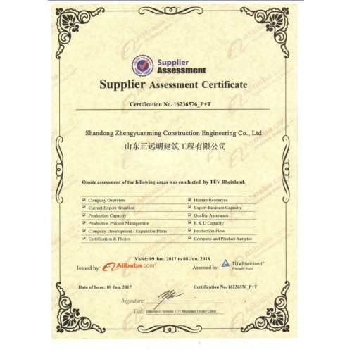 Supplier Assessment Certificate