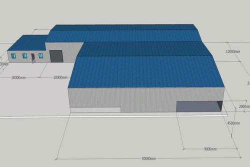 Europe Moldova Prefabricated Steel Structure Workshop With Office And Warehouse Zone