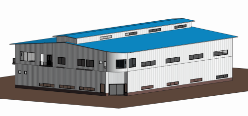 Double floor prefabricated Steel Structure warehouse with  overhead crane