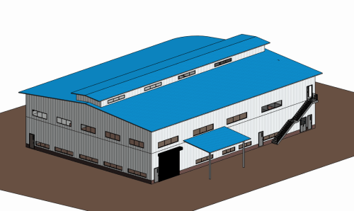 Nigeria Double Storey Steel Structure Workshop with Warehouse And Office design