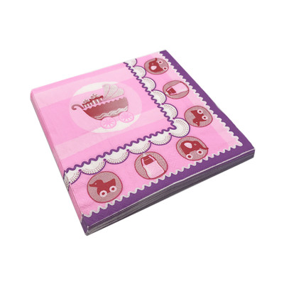 Customized printed Food Grade Paper Napkin 2 Layer 1/4 Fold Fun Decorative Napkin for Party use