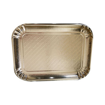 Food Grade Biodegradable Disposable Paper Plate with Silver Foil Round Rectangles