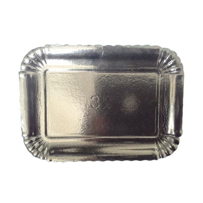 Food Grade Biodegradable Disposable Paper Plate with Silver Foil Round Rectangles