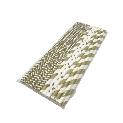 25PCS/Pack Colorful Dot Star Mix Pattern food grade biodegradable beverages drinking Paper Straw