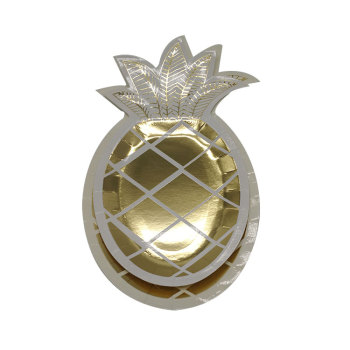 Disposable gold pineapple holiday party paper plates for decoration