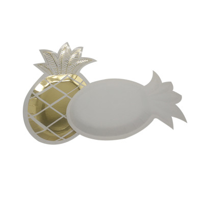 Disposable gold pineapple holiday party paper plates for decoration