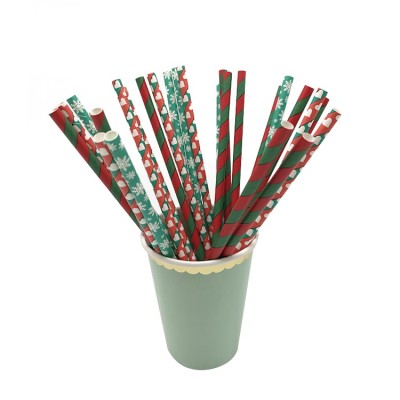 Customize Design Christmas Party Paper Straws Biodegradable for Drinking