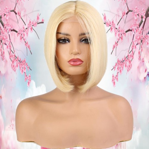 Fashion Style Short 613 Platinum Blonde Bob 13X6 Lace Front Wigs For Women