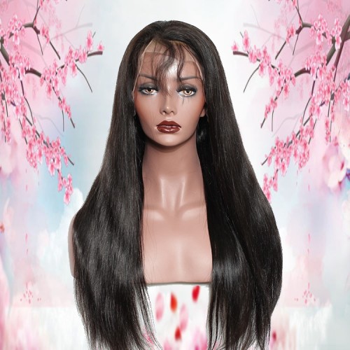 Wholesale Unprocessed Virgin Straight Virgin Brazilian Human Hair Front Lace Wigs For Black Ladies