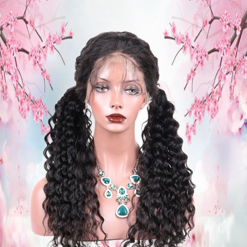 Wholesale Deep Curly Brazilian Human Hair 360 lace frontal wigs With Baby Hair