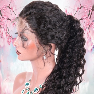 Wholesale Deep Curly Brazilian Human Hair 360 lace frontal wigs With Baby Hair
