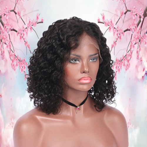 Wholesale Factory Price Remy Brazilian Human Hair Short Jerry Curly 13x6 Lace Front Wig
