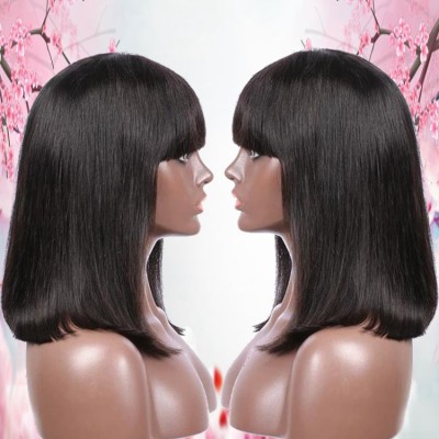 2019 Big Sales10A Glueless Virgin Peruvian Human Hair Natural Color 13x6 Lace Front Wigs With Bang