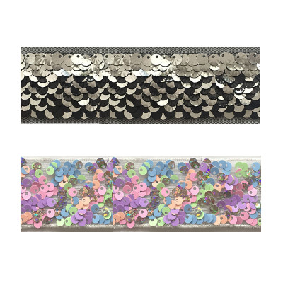 wholesale hot sale embroidery reversible sequin mesh trim sequin tape