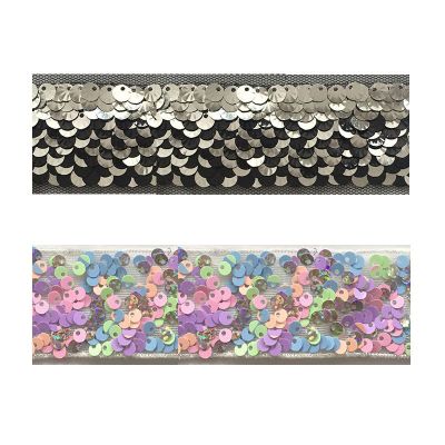 2019 new arrival sequin design embroidery reversible sequin trim sequin motif tape for dress
