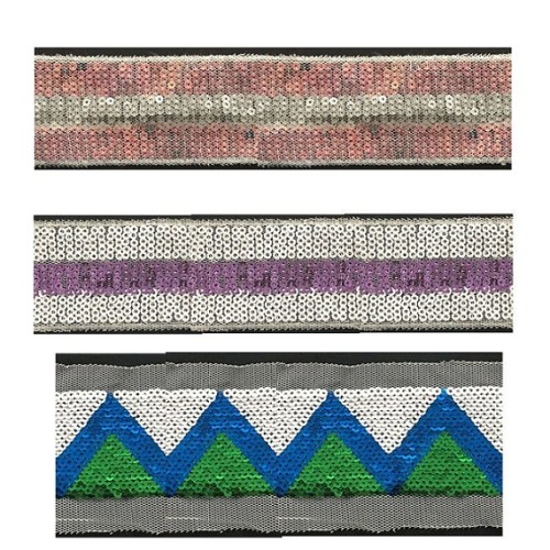 2019 new arrival sequin design embroidery reversible sequin trim sequin motif tape for dress