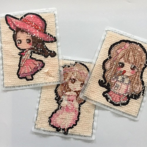 wholesale new design popular girl sequin patch