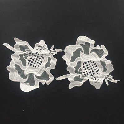 Milk Silk Mesh Flower Embroidered Lace Neck Collar For Clothes