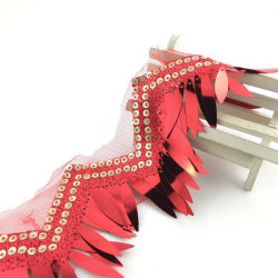 2020 latest design 3D tassel tulle multi color sequin fringe fancy lace trim