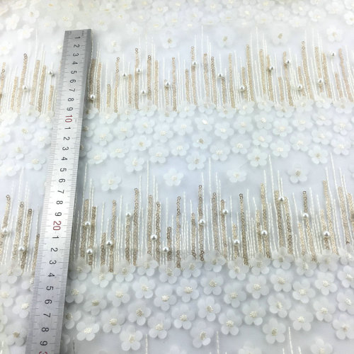 2020 latest design 3D tassel tulle multi color sequin fringe fancy lace trim