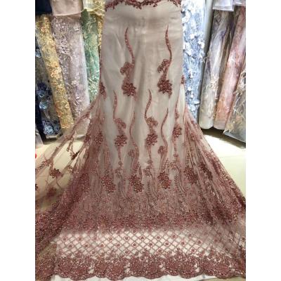 2020 latest luxury handmade heavy rhinestone bead pearl guipure 3d lace fabric