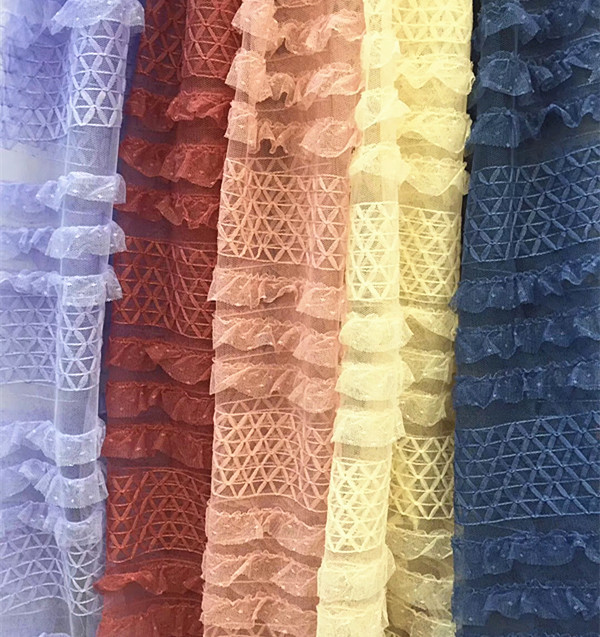 2020 new design lace embroidery mesh fabric