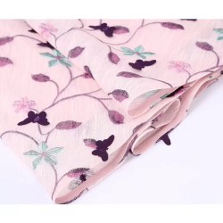 Chiffon multi-color polyester yarn laser butterfly bronzing 3d embroidery lace fabric