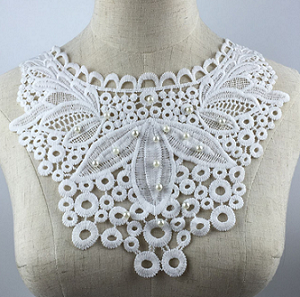 2019 new arrival pearl beaded embroidery lace collar ladies