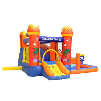 Doctor Dolphin Inflatable Castle Island Style Bouncer House with Slide for Kids