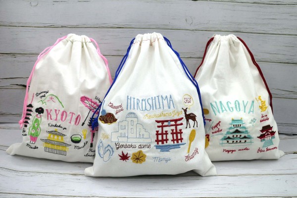 外国刺繍　巾着　日本独特な旅行出張用収納バック