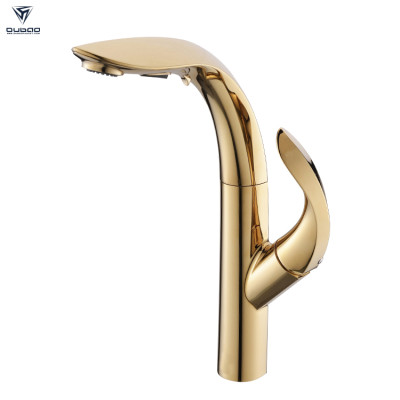 OUBAO Hot Sale Luxury Golden Pull Out Kitchen Faucet Mixer Tap