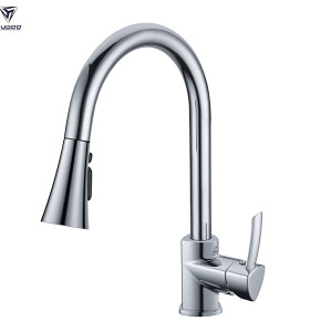 OUBAO Single Lever Handle Deck Mount Pull Down Kitchen Faucet