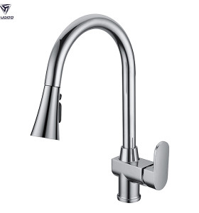Hot selling polished chrome plating sink faucets single hole pull out