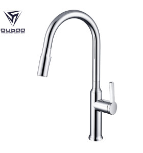 OUBAO Chrome Single Handle Pull Down Kitchen Faucet For Sink
