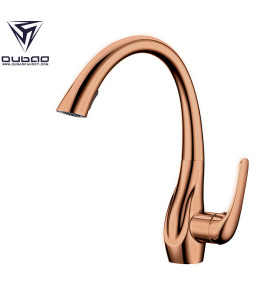OUBAO Luxury Rose Gold Vintage Pull Down Kitchen Faucet Taps for Sale