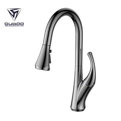 OUBAO Brushed Nickel Kitchen Faucet Best Pull Down Taps