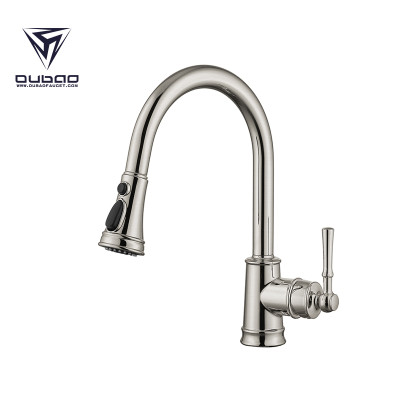Polished Nickel Kitchen Water Tap with Pull Out Sprayer