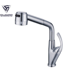 Chrome Polished Single Hole Kitchen Faucet Taps with Pull Out Spray