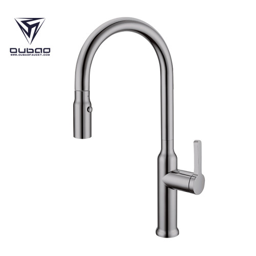 OUBAO Pull Down Kitchen Faucet Commercial Brushed Nickel