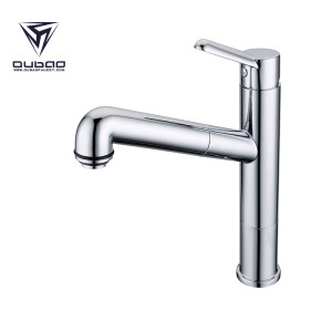 OUBAO Chrome Kitchen Sink Faucets with Pull Out Spray