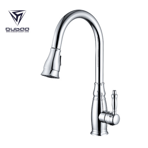 OUBAO Single Hole Kitchen Sink Mixer Taps with Pull Down Sprayer