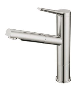 OUBAO Brushed Nickel Single Handle Kitchen Faucet with Pull Out Sprayer