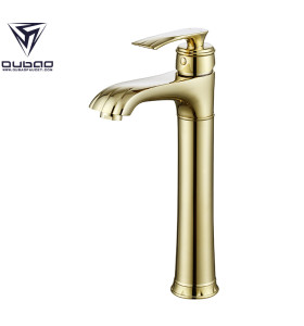 OUBAO Single Lever Bathroom Vessel Sink Faucets Gold Plated