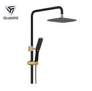 OUBAO Wall Mount Shower Faucet Set With Rain Shower Head And Hand Shower