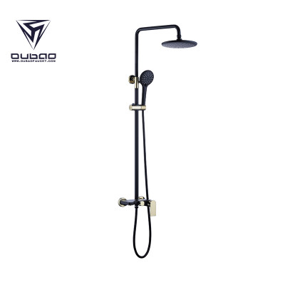 OUBAO Black And Golden Shower Panel Waterfall Rain Shower Faucet